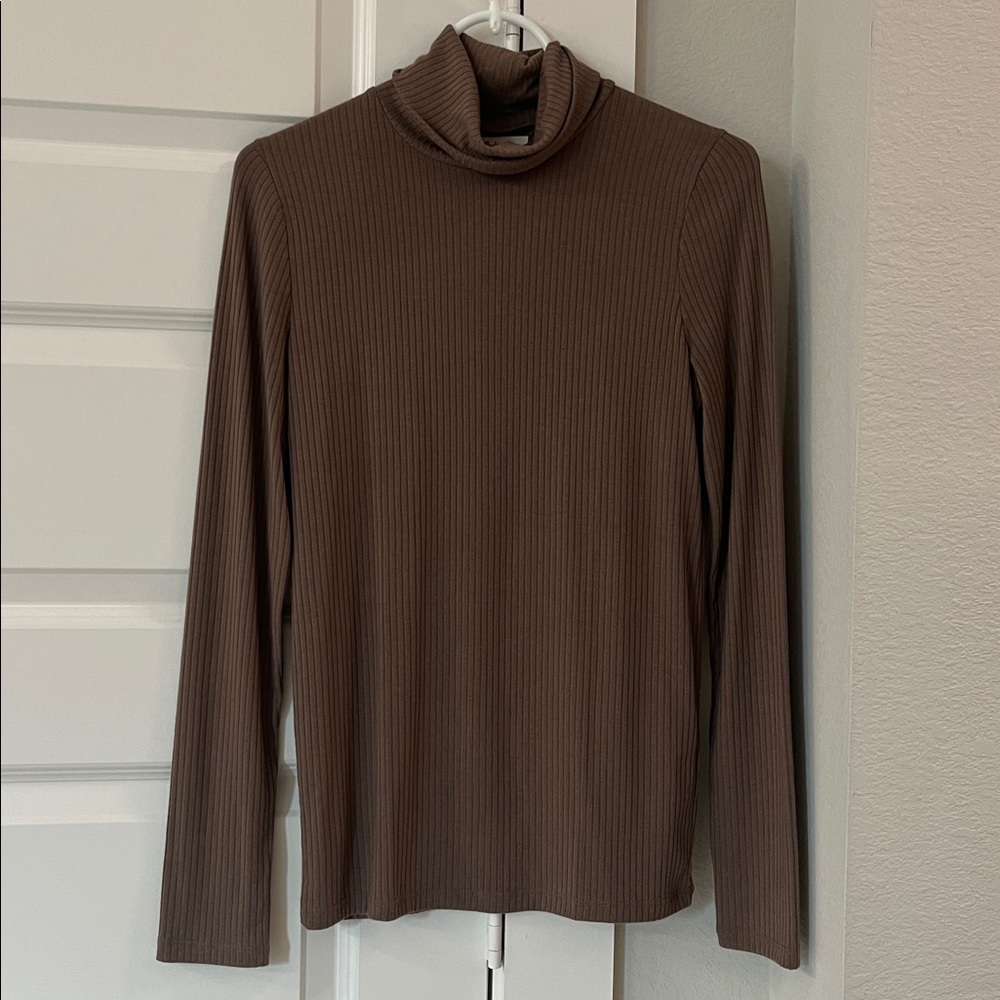 Madewell Taupe Ribbed Knit Turtleneck